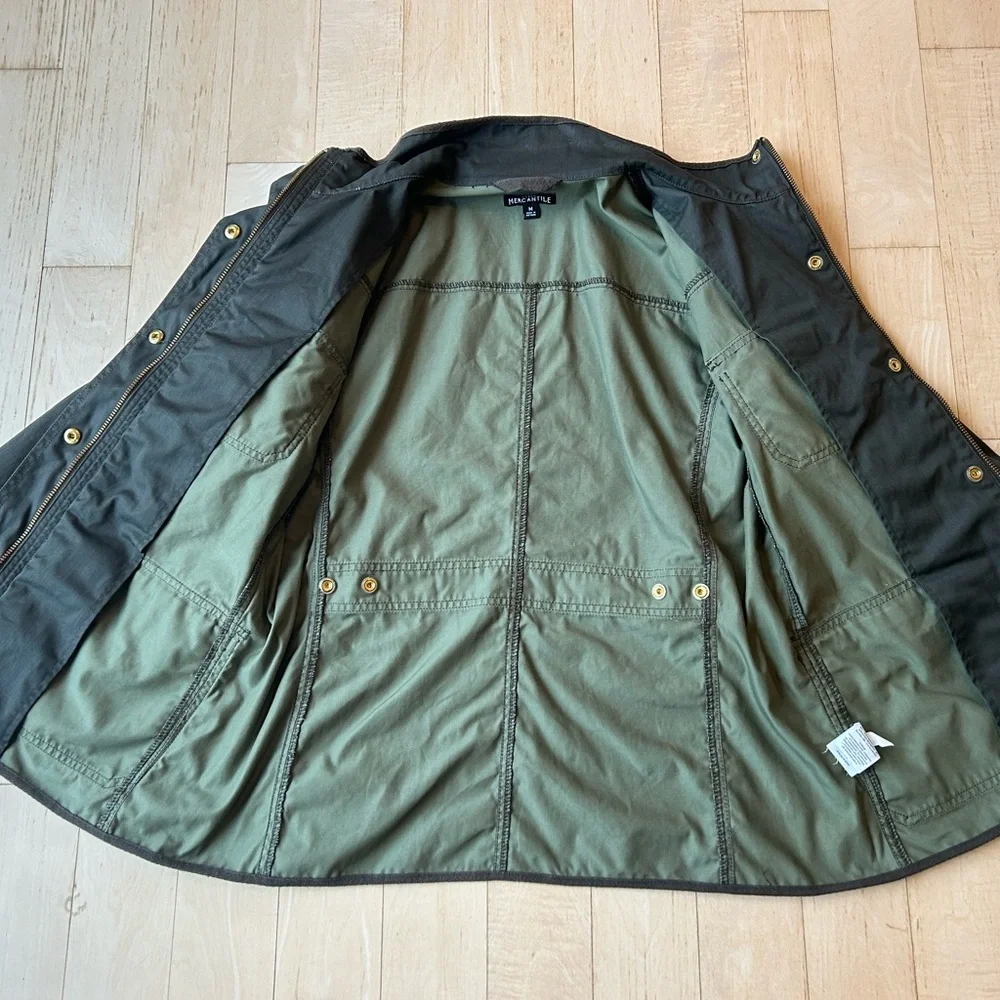 J. Crew Women’s Resin Coated Cotton Twill Jacket in Mossy Brown Size Medium